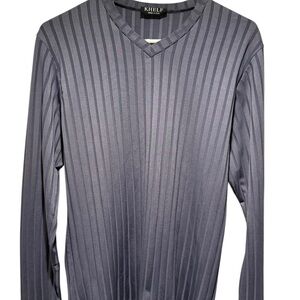 Khelf Gray Striped V-Neck Sweater